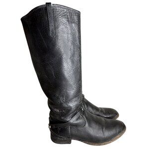 Frye‎ Lindsey Plate Womens Black Leather Tall Riding Boots Size 8B